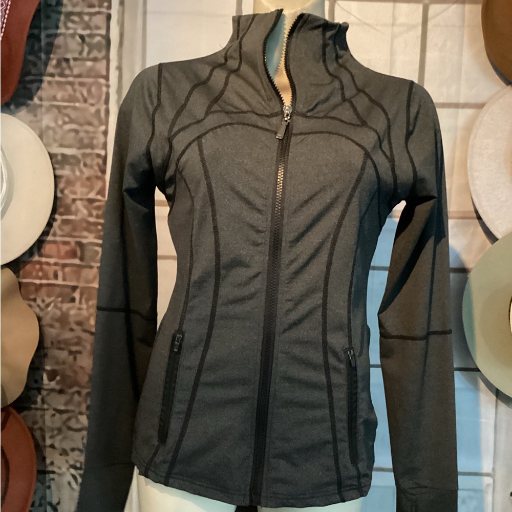 Active Domino Charcoal Sporty Stretch Athletic Jacket Sz Medium